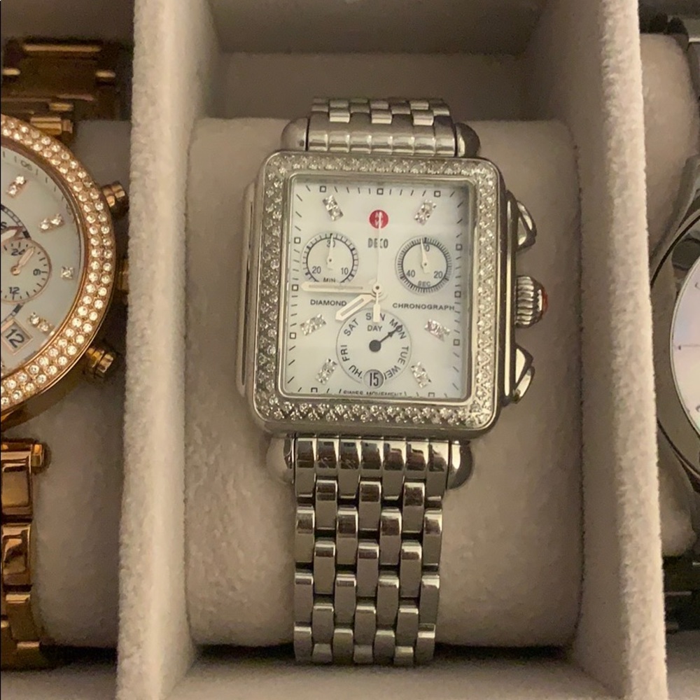 Michele watch diamond deco mother of pearl face